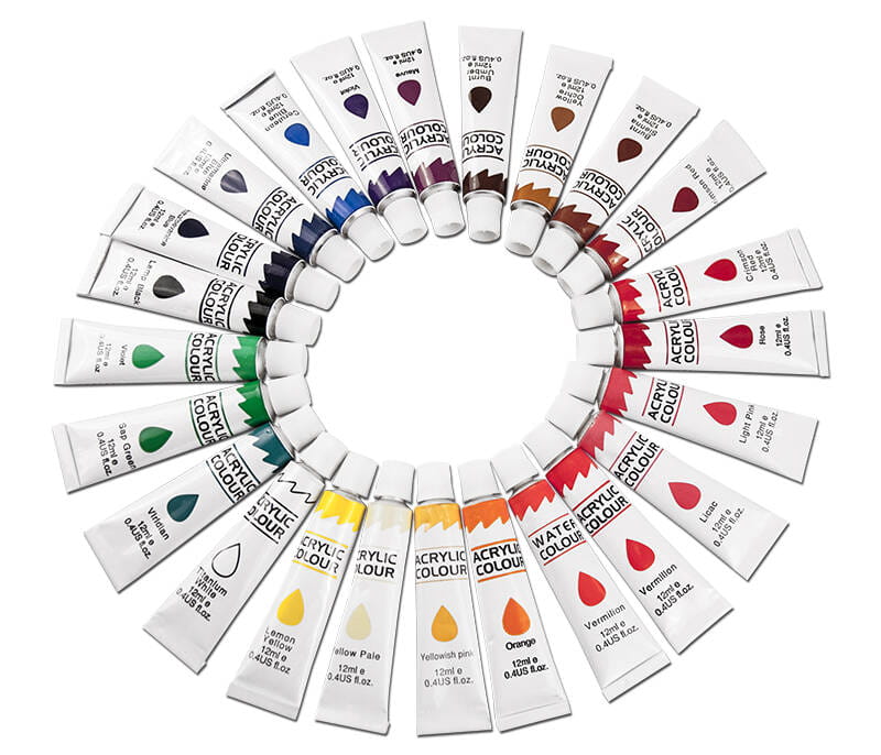 Zestaw malarski w drewnianej kasetce LOVEART Farby akrylowe 24x12 ml i 6 pędzli #3