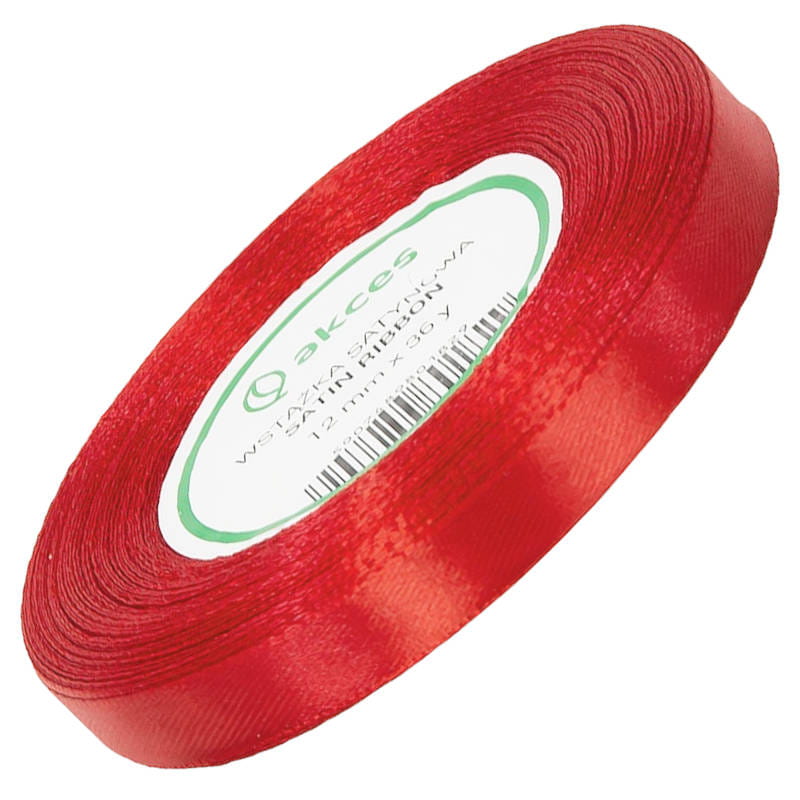 Wstążka satynowa czerwona 12mm - 32mb #1