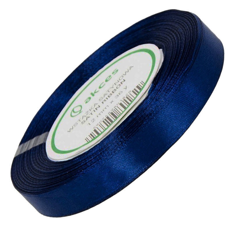 Wstążka satynowa granatowa 12mm - 32mb #1