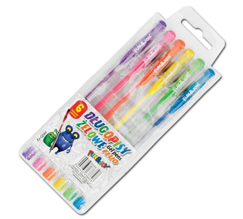 Długopisy żelowe Fluorescencyjne 6 kolorów Fun&Joy  #1