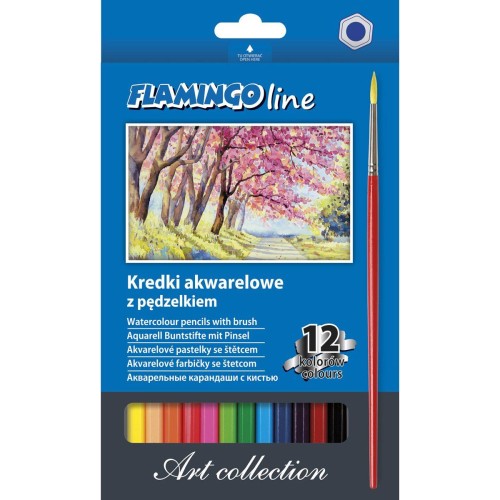Kredki akwarelowe 12 kolorów + pędzelek Scholine #1