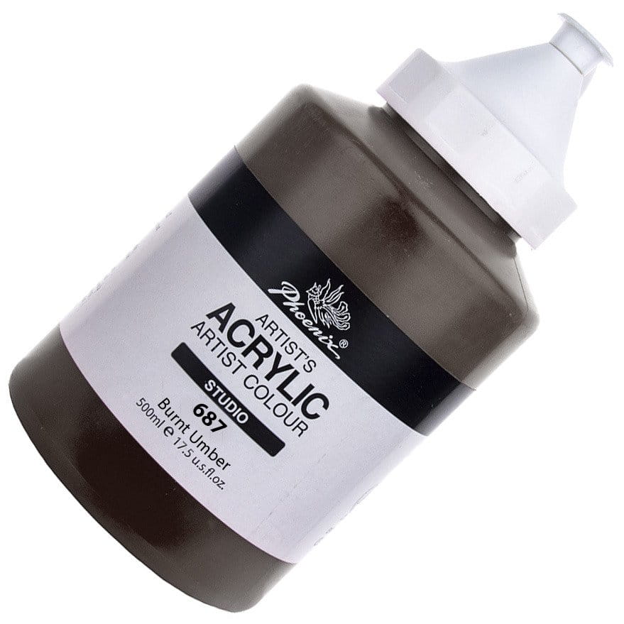 Farba akrylowa Phoenix 500ml - 687 Burnt umber - brązowa #1