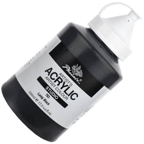 Farba akrylowa Phoenix 500ml - 793 Black - czarna #1