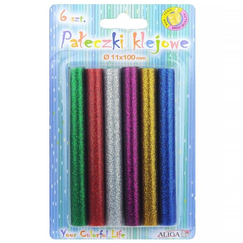 Klej do pistoletu kolorowe wkłady brokatowe 6szt #1