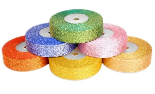 Wstążka brokatowa 25mm 27m - różowo złota #2