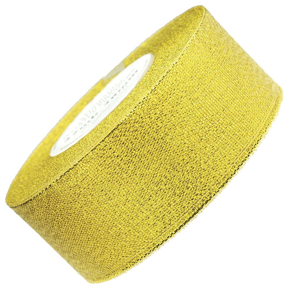 Tasiemka wstążka brokatowa 38 mm - 27 m złota #1