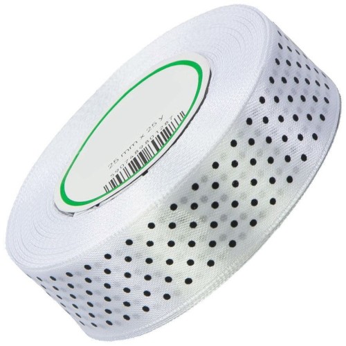 Wstążka satynowa w kropki 25mm 23m - 01 white #1