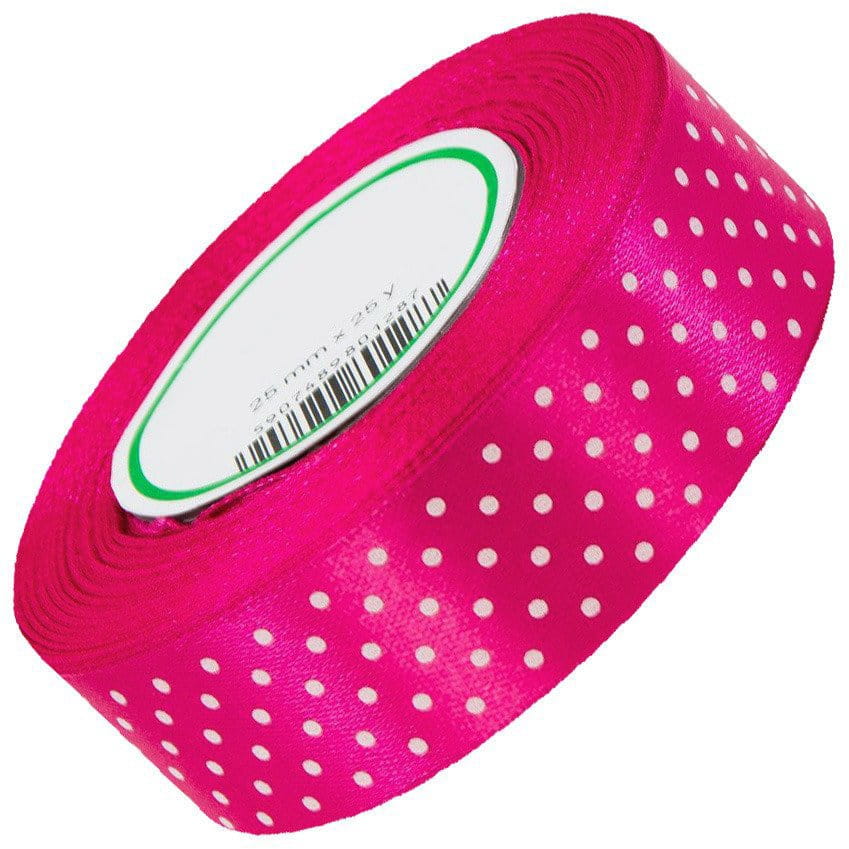 Wstążka satynowa w kropki 25 mm ok. 23 m - 06 coral   #1