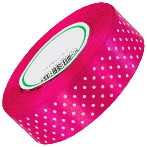 Wstążka satynowa w kropki 25 mm ok. 23 m - 06 coral   #1
