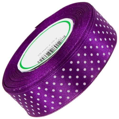 Wstążka satynowa w kropki 25 mm - ok. 23 m - 07 dark violet #1