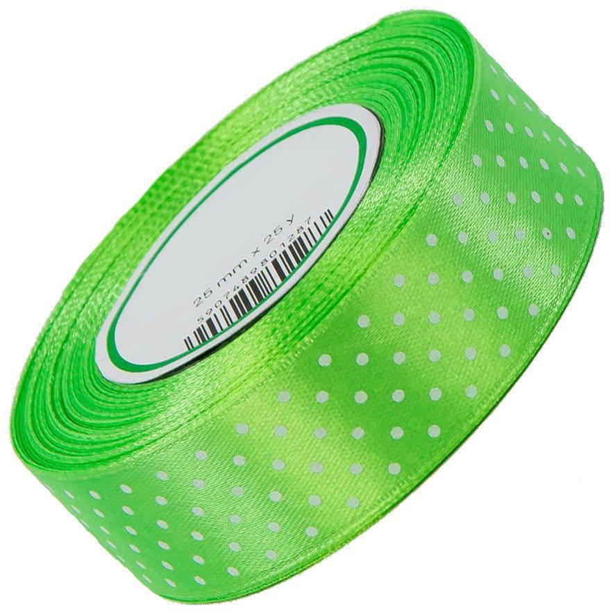 Wstążka satynowa w kropki 25 mm - ok. 23 m - 12 light green #1