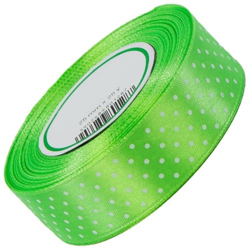 Wstążka satynowa w kropki 25 mm - ok. 23 m - 12 light green #1