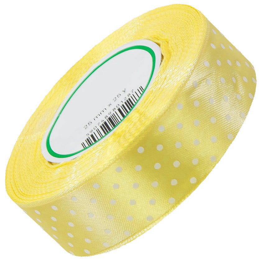 Wstążka satynowa w kropki 25 mm - ok. 23 m - 13 light yellow #1