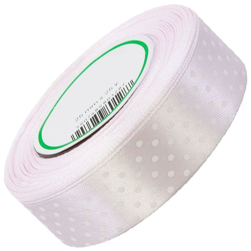 Wstążka satynowa w kropki 25 mm - ok. 23 m - 17 light pink #1