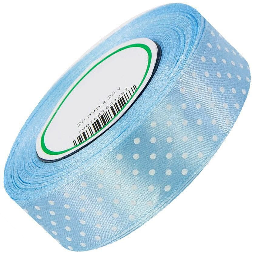 Wstążka satynowa w kropki 25 mm - ok. 23 m - 19 light blue #1