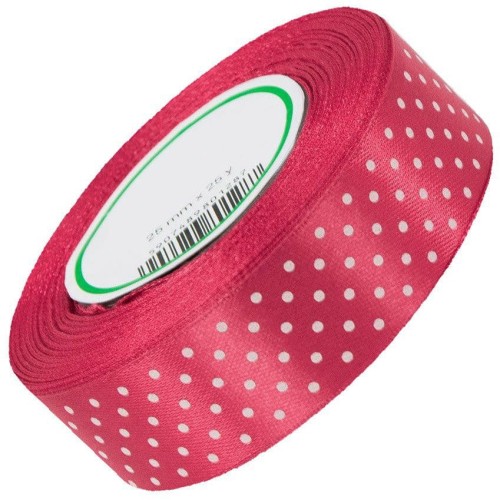 Wstążka satynowa w kropki 25mm 23m - 25 dark coral #1