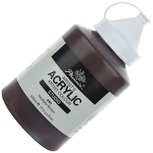 Farba akrylowa Phoenix 500ml - 690 Vandyke Brown - brązowa #1