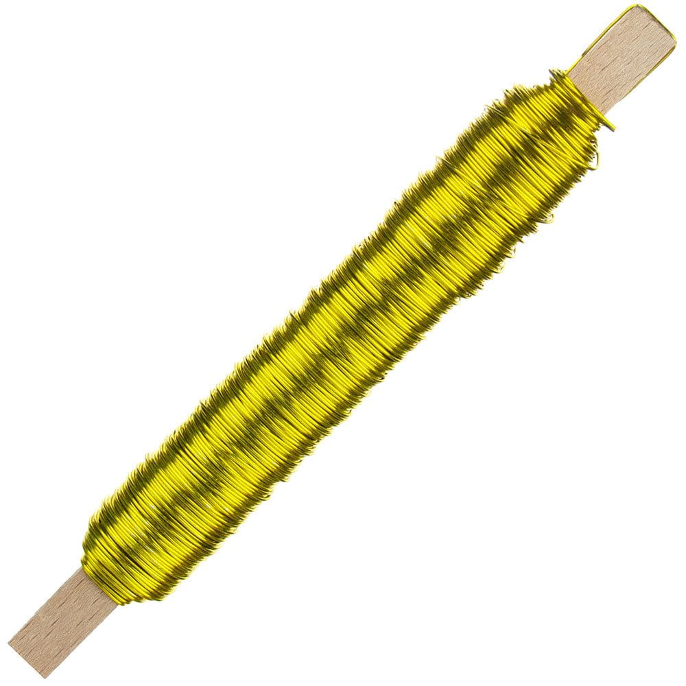 Drut florystyczny na patyku - Żółty 0,5mm 100g #1