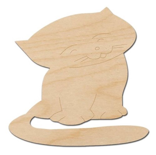 Drewniana podkładka pod kubek 10cm - kotek #1