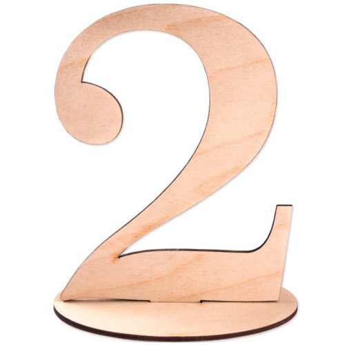 Drewniana cyfra na podstawce 15cm - "2" Decor #1