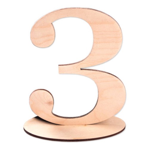 Drewniana cyfra na podstawce 15cm - "3" Decor #1