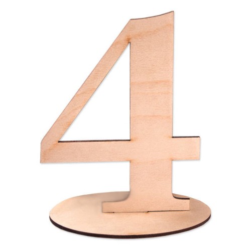 Drewniana cyfra na podstawce 15cm - "4" Decor #1