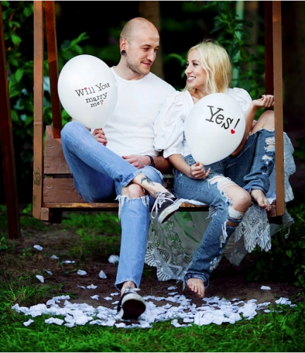 Balon z napisem dwustronny Will you marry me? Yes! 1 szt. #2