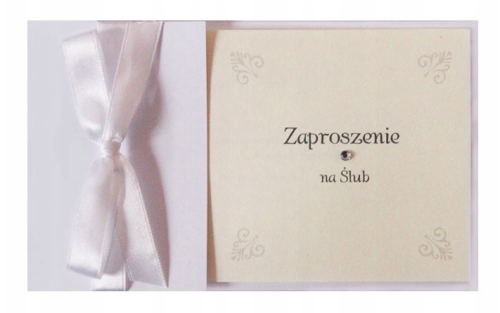 Zaproszenia ślubne z kokardą i diamentem 5 szt. #1