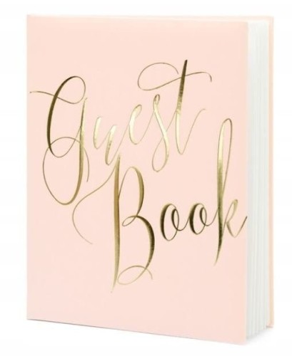Księga gości weselnych różowa ze złotym napisem #1
