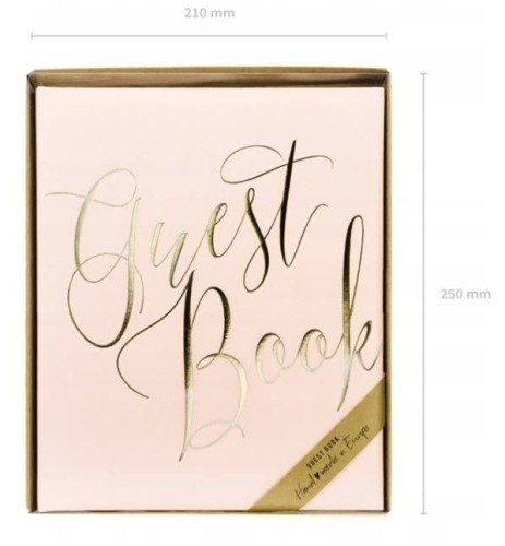 Księga gości weselnych różowa ze złotym napisem #2