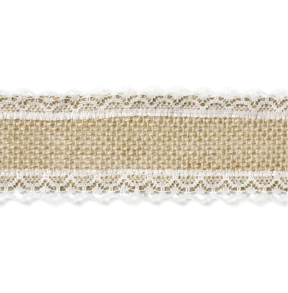 Taśma jutowa z koronką 5cm x 500cm #1