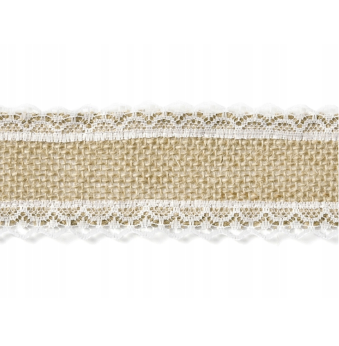 Taśma jutowa z koronką 5cm x 500cm #1
