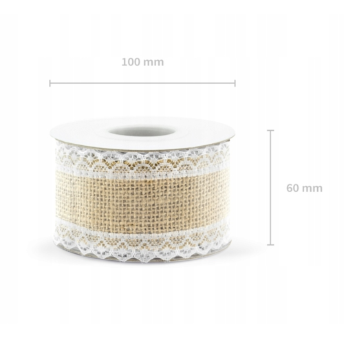 Taśma jutowa z koronką 5cm x 500cm #2