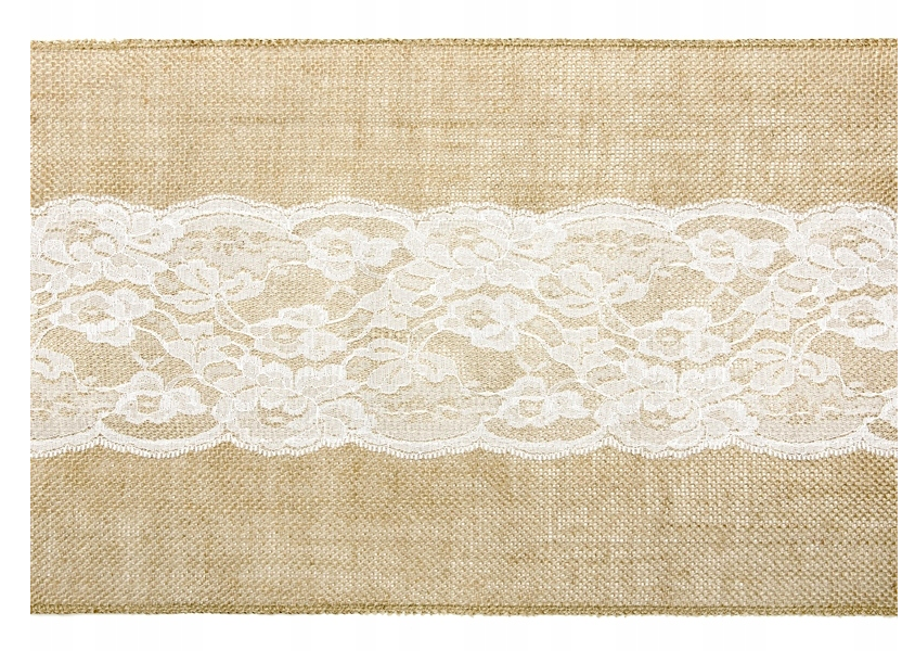 Bieżnik jutowy z koronką 28 cm 275 cm #1