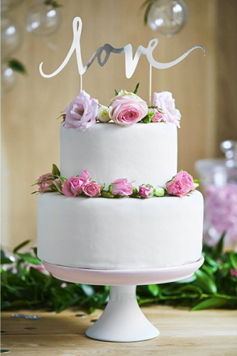 Topper na tort weselny love srebrny 17cm #2