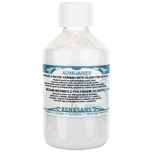 Medium + werniks wodny z połyskiem do akryli Renesans - 250 ml #1