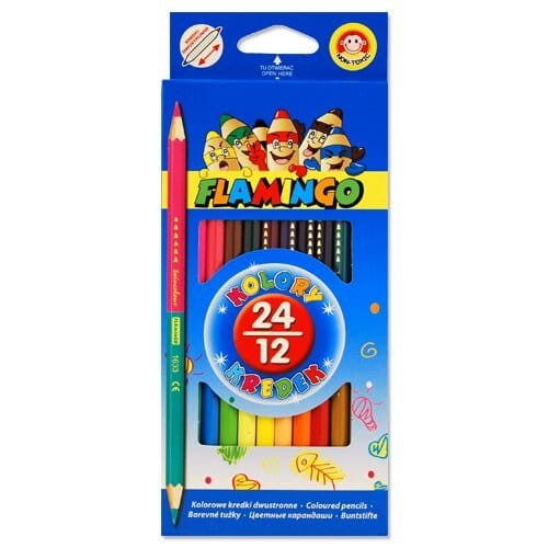 Kredki dwustronne 24 kolory / 12 kredek Flamingo #1
