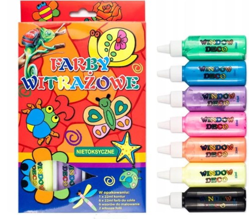 Farby witrażowe do szkła 6 sztuk + 1 konturówka #1