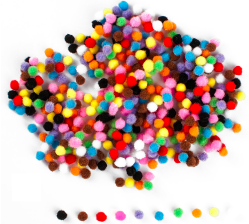 Pompony poliestrowe 7mm mix kolorów - 380szt #1