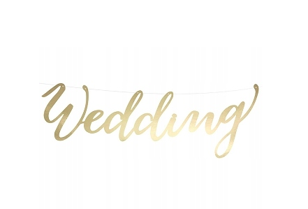 Baner weselny dekoracyjny Wedding 45cm w kolorze złotym #1