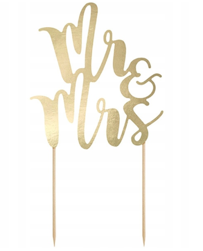 Topper na tort Mr & Mrs złoty ślub 26cm #1