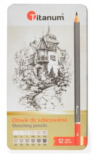 Zestaw ołówków do szkicowania 12szt. od 2H do 8B ołówek #1