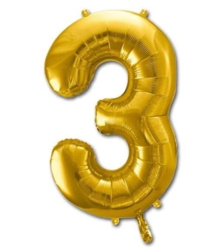 Balon foliowy XXL złoty - cyfra 3 #1