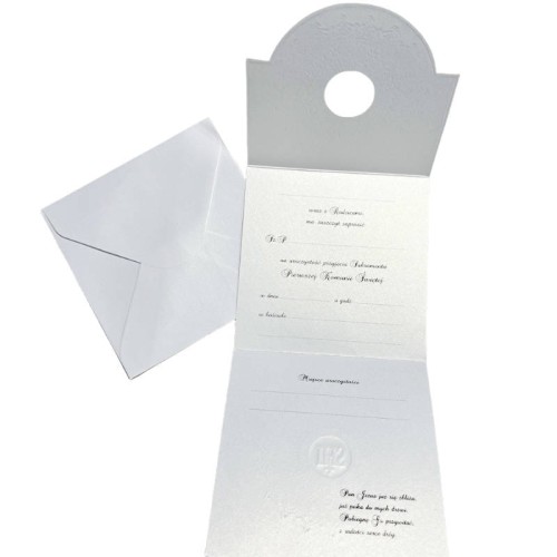 Zaproszenie na komunię srebrne + koperta #2