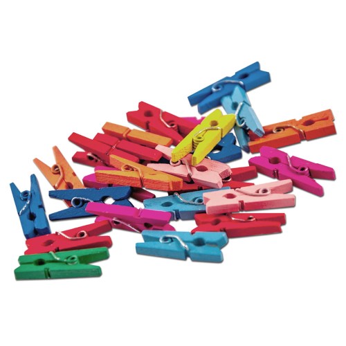 Spinacze, klamerki drewniane kolorowe 2,5 cm - 25szt #1