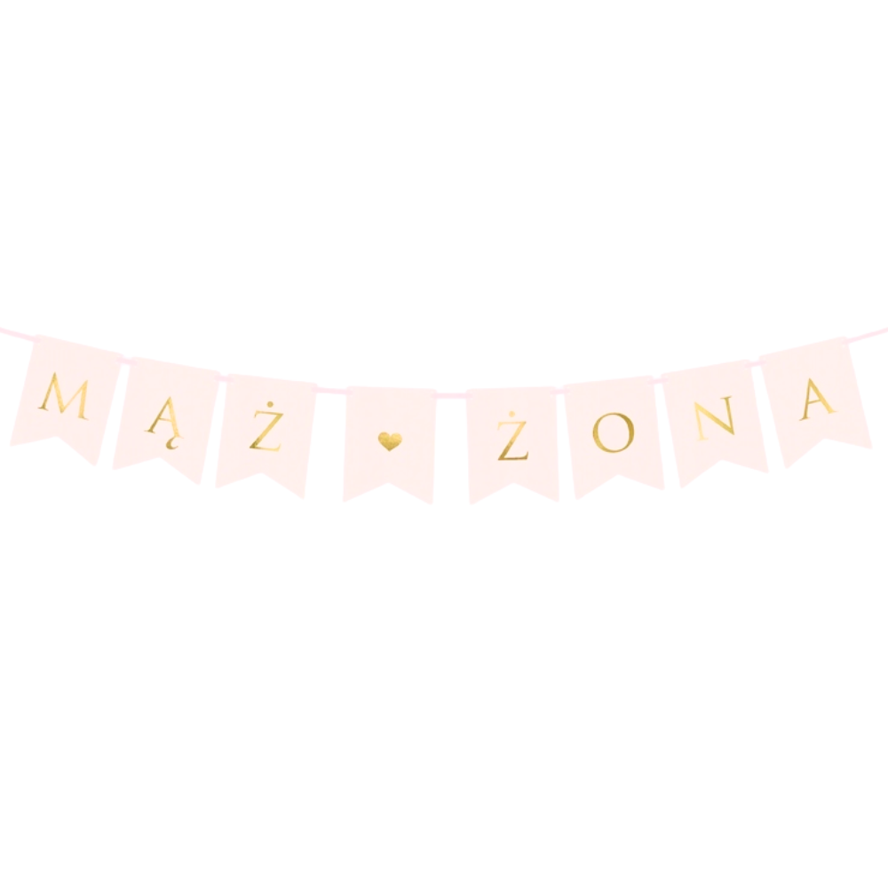 Baner weselny złoto różowy - mąż żona - 110cm #1
