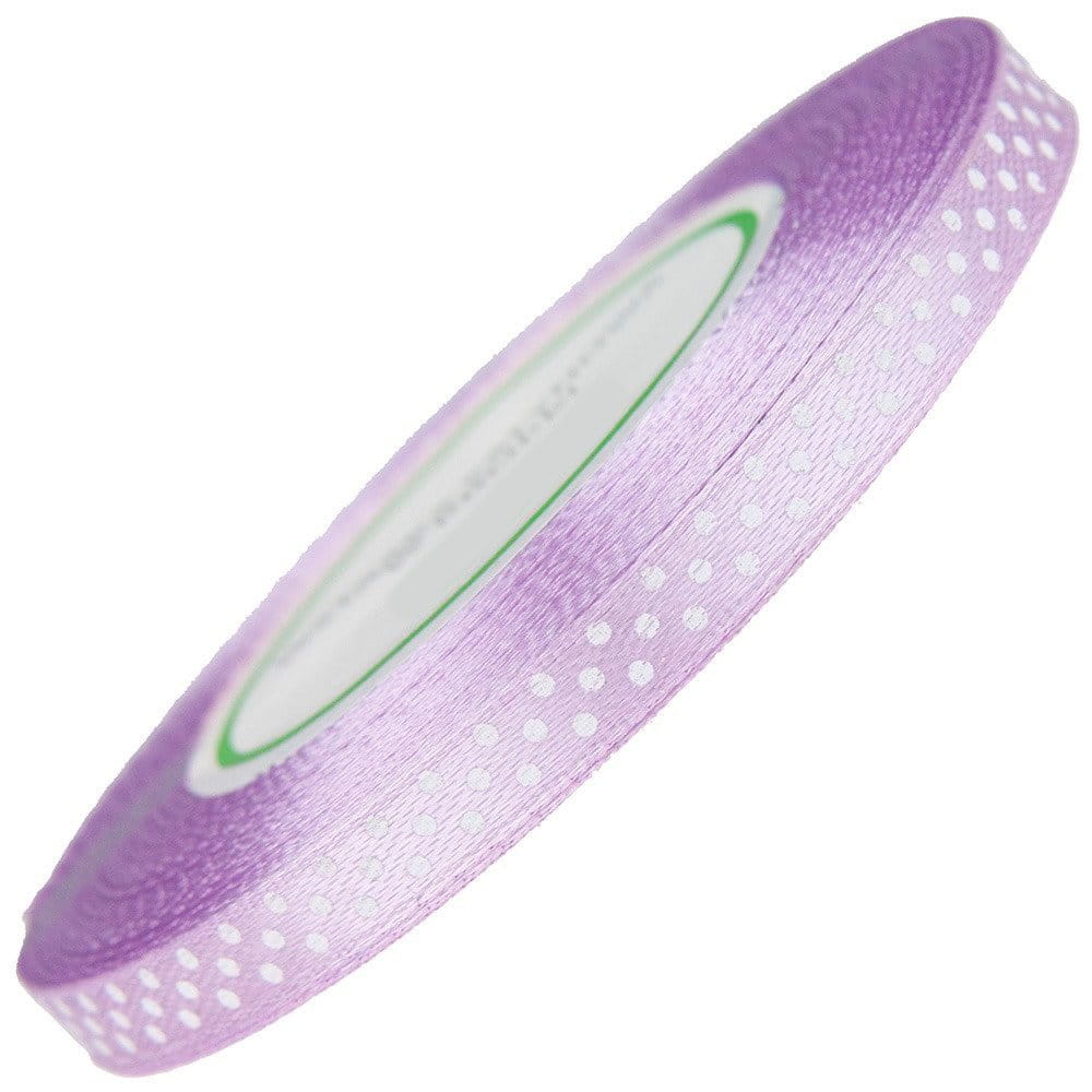 Wstążka satynowa w kropki 6mm 22m - 8014 jasnofioletowa #1