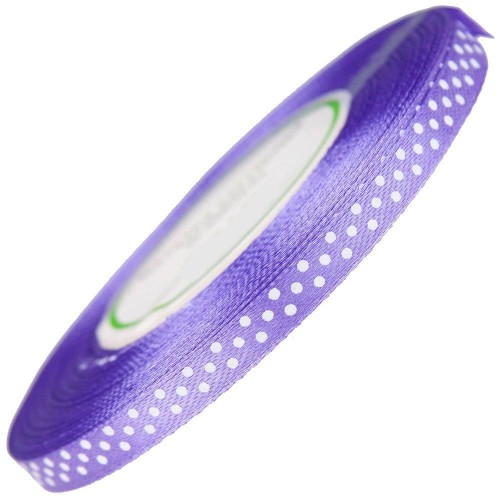 Wstążka satynowa w kropki 6mm 22m - 8041 lilac, fioletowa #1