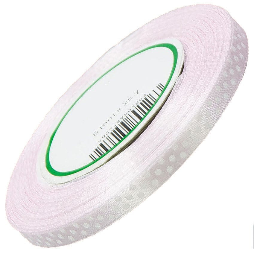 Wstążka satynowa w kropki 6 mm 22 m - 17 jasnoróżowa #1