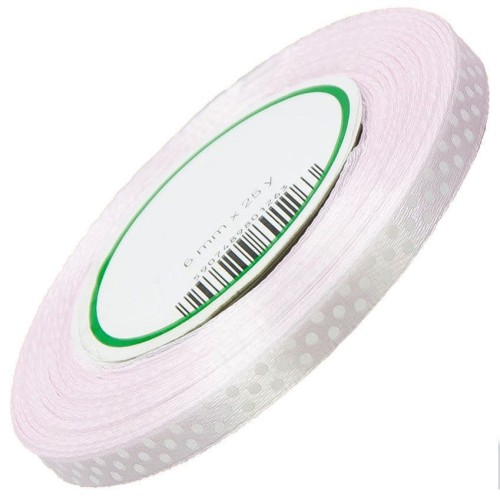 Wstążka satynowa w kropki 6 mm 22 m - 17 jasnoróżowa #1